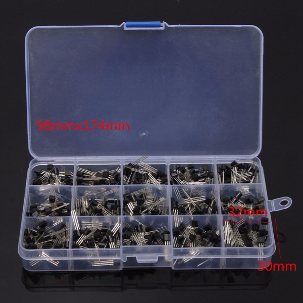 Geekcreitreg-600Pcs-TO-92-NPN-PNP-Bipolar-Transistor-15-Value-Assortment-Kit-1098096