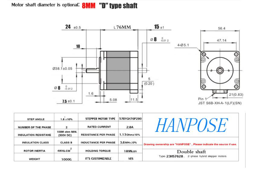 HANPOSE-Double-Shaft-23HS7628-D-76mm-Nema-23-Stepper-Motor-57-Motor-28A-189Ncm-4-lead-CNC-Laser-Grind-Foam-Plasma-Cut-Engraving-Machine-1565163