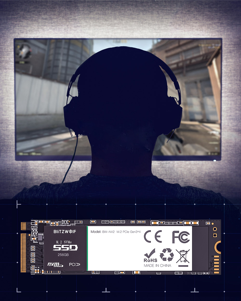 BlitzWolfregBW-NV2-PCIe-Gen34-NVMe13-SSD-256GB-M2-2280-M-Key-Soild-State-Drive-Hard-Disk-256GB-1635708