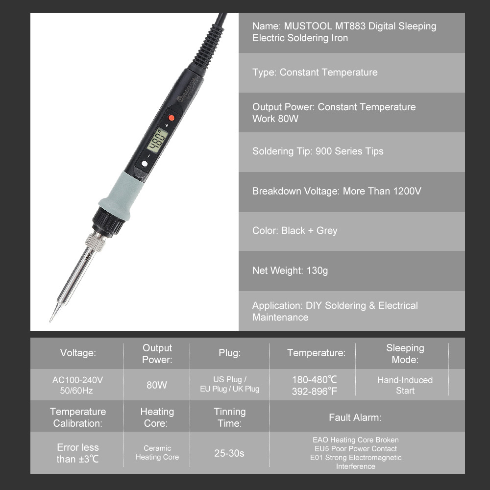MUSTOOL-MT883-80W-Electric-Solder-Iron-Station-Adjustable-Temperature-180-480392-896-Auto-Sleeping-110V220V-EUUSUK-Plug-Option-1553736