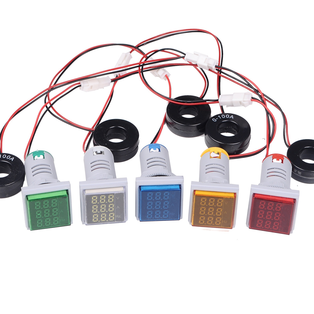 Geekcreitreg-3-in-1-AC-60-500V-100A-Square-LED-Digital-Voltmeter-Ammeter-Hertz-Meter-Signal-Lights-Voltage-Current-Frequency-Combo-Meter-Indicator-Tester-With-Round-CT-1548752