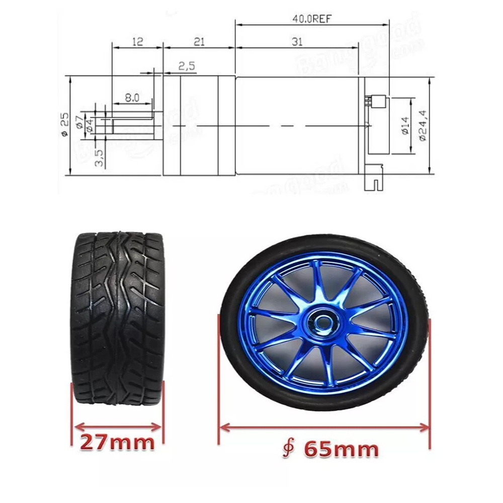 Machifit-25GA370-DC-12V-Micro-Gear-Reduction-Encoder-Motor-with-Mounting-Bracket-and-Wheel-1532242