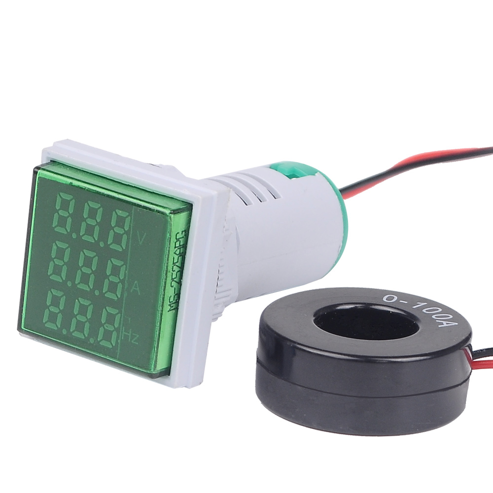 Geekcreitreg-3-in-1-AC-60-500V-100A-Square-LED-Digital-Voltmeter-Ammeter-Hertz-Meter-Signal-Lights-Voltage-Current-Frequency-Combo-Meter-Indicator-Tester-With-Round-CT-1548752