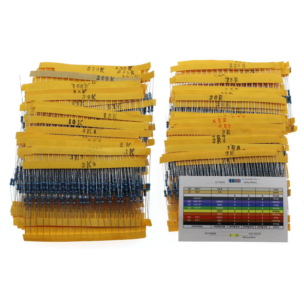 AOQDQDQDreg-3120pcs-156-Values-1-ohm-to-10M-ohm-14W-1-Metal-Film-Resistors-Assortment-Kit-Electronic-Components-1816887