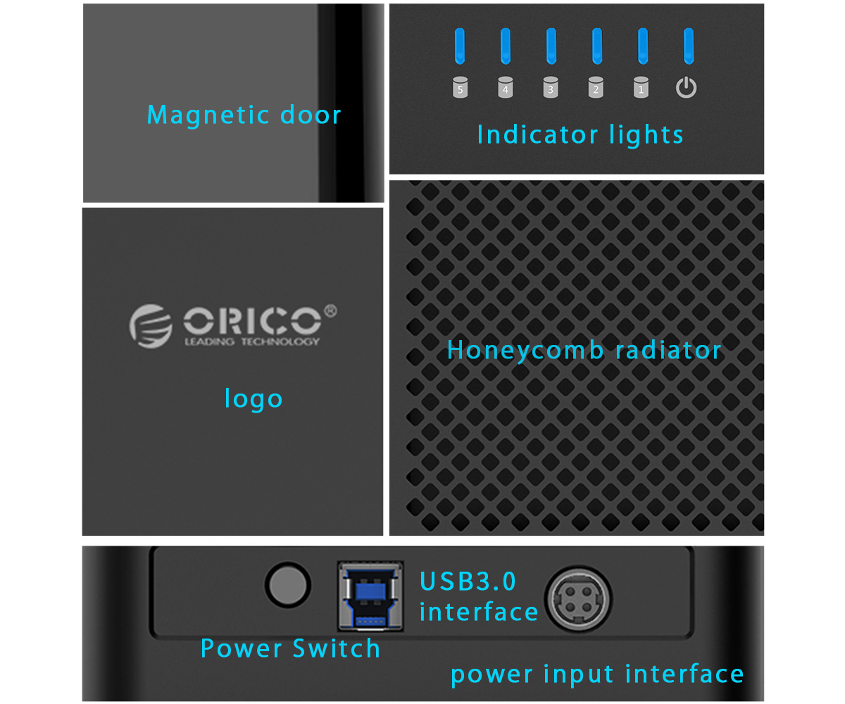 Orico-DS500U3-USB30-Multi-Bay-35inch-Hard-Drive-Enclosure-Magnetic-type-HDD-SSD-Docking-Station-1352253