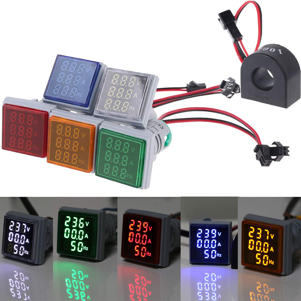 Geekcreitreg-3-in-1-AC-60-500V-100A-Voltmeter-Ammeter-HZ-Hertz-Frequency-Meter-22mm-Digital-Current-Voltage-Amp-Signal-Light-LED-Lamp-Indicator-with-CT-1548114