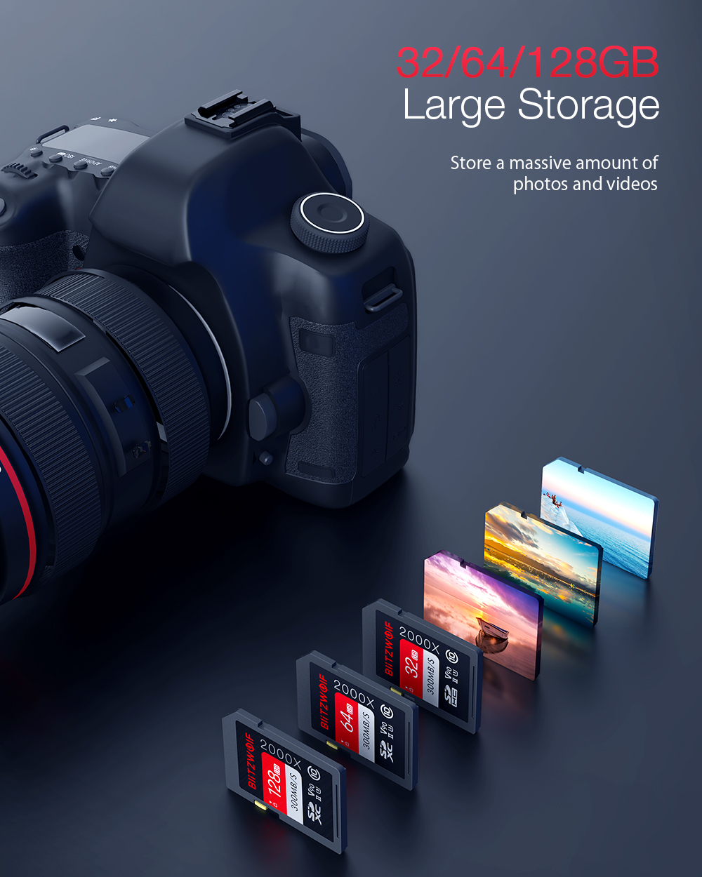 BlitzWolfregBW-SDC1-UHS-II-SD-Memory-Card-U3-C10-V90-32GB-64GB-128GB-Data-Storage-Card-for-MILC-SLR-Camera-Driving-Recorder-1704619