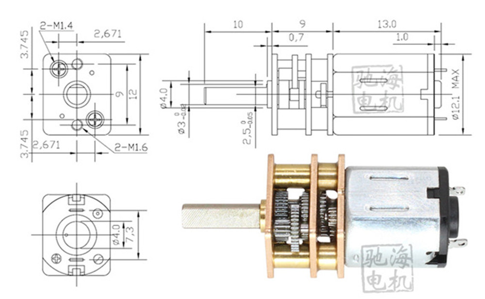 CHIHAI-CHF-GM12-N10VA-Motor-DC-3V-215rpm-1100-Ratio-Permanent-Magnet-Micro-Reduction-Gear-Motor-1353745
