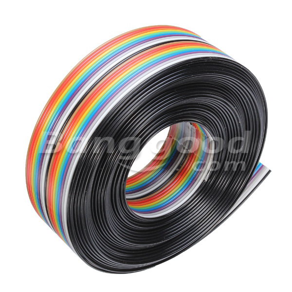 Geekcreitreg-5M-127mm-20P-Jumper-Cable-DuPont-Wire-Rainbow-Flat-Wire-Support-Wire-Soldered-959792