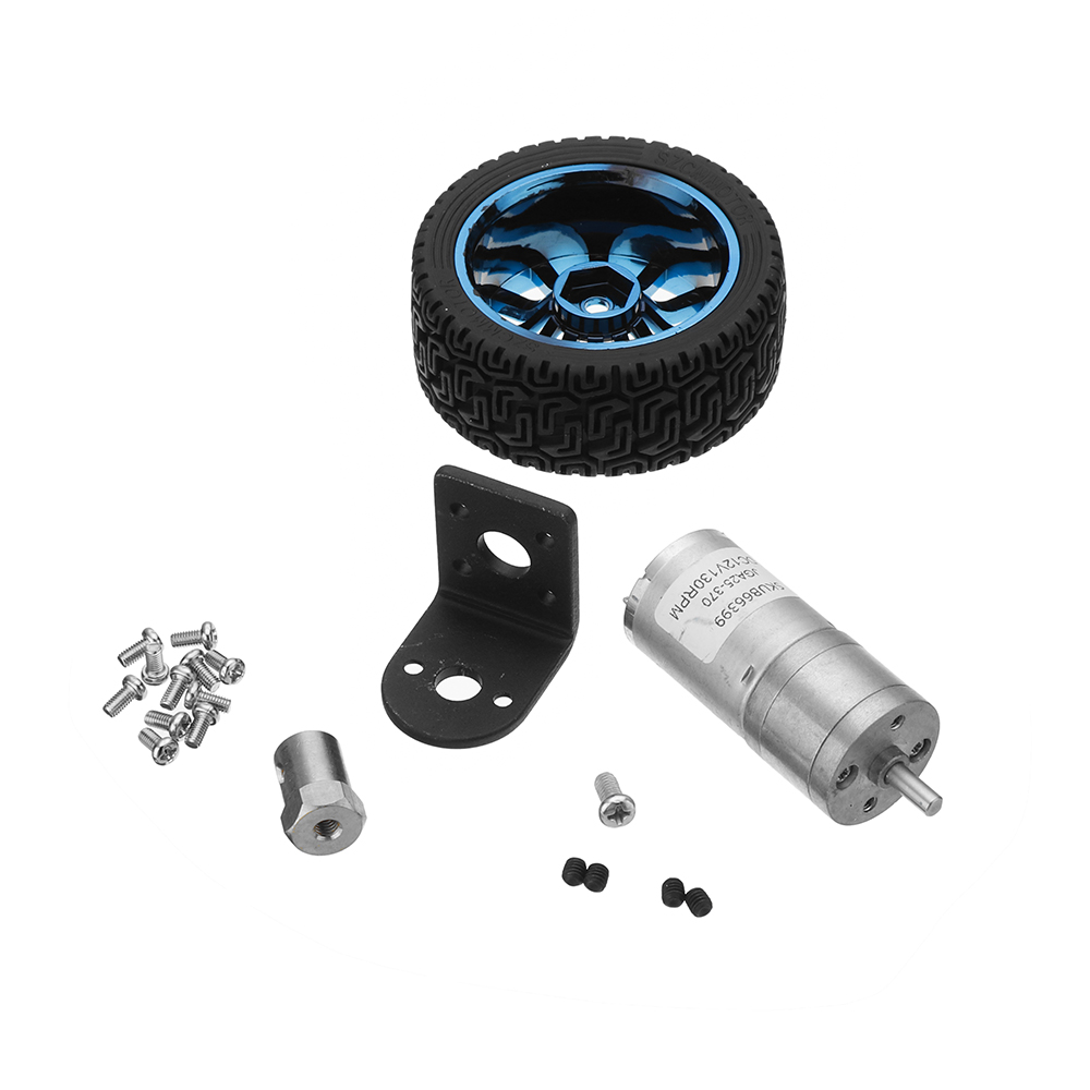 Machifit-25GA370-DC-612V-130rpm-Gear-Reduction-Motor-with-Mounting-Bracket-and-Wheel-1532246