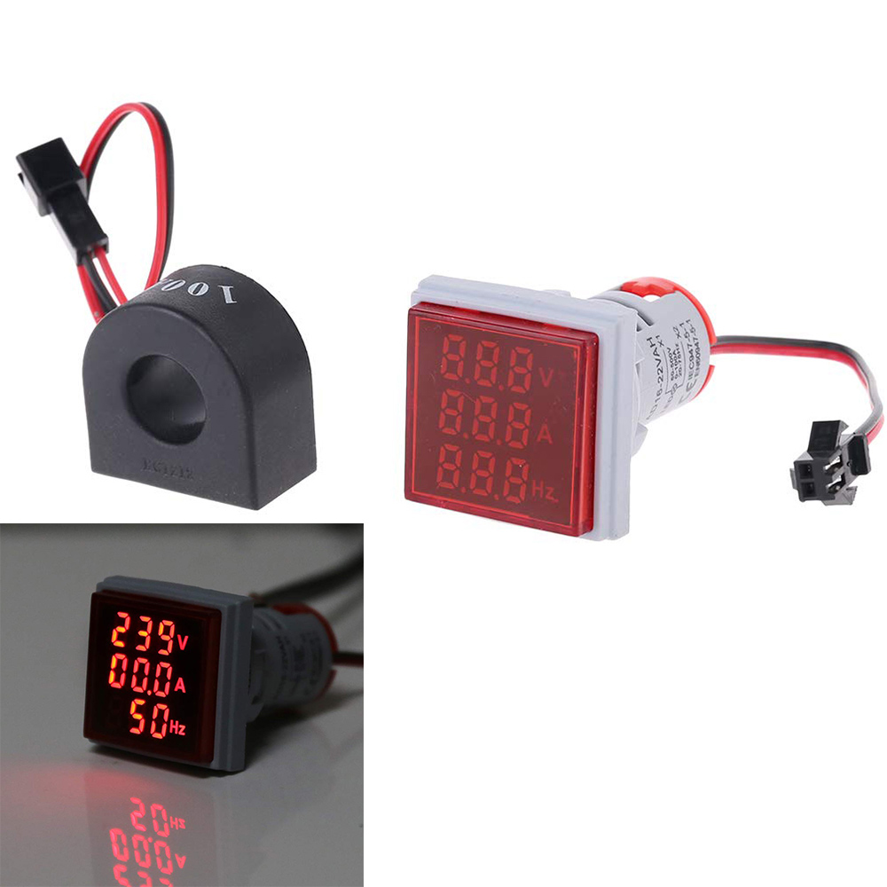 Geekcreitreg-3-in-1-AC-60-500V-100A-Voltmeter-Ammeter-HZ-Hertz-Frequency-Meter-22mm-Digital-Current-Voltage-Amp-Signal-Light-LED-Lamp-Indicator-with-CT-1548114