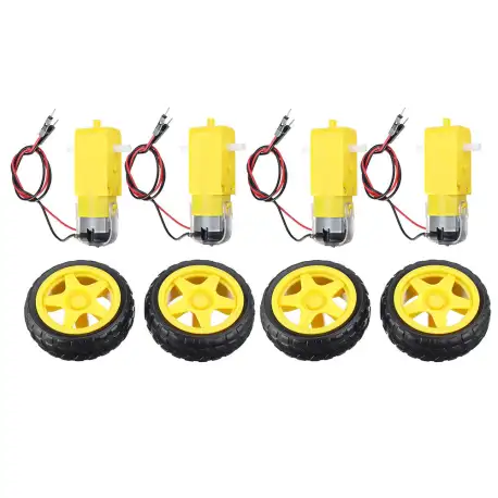 4 Pairs Smart Car Robot Plastic Tire Wheel with DC 3-6V Gear