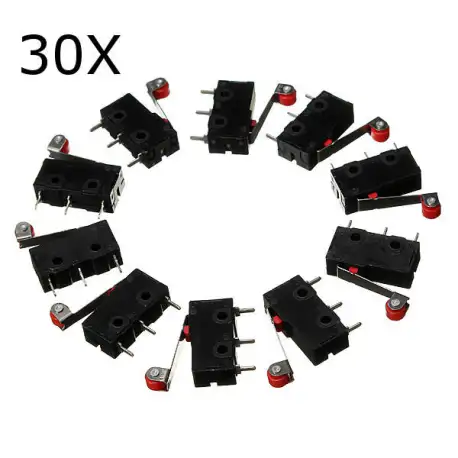 30Pcs KW12-3 Micro Limit Switch With Roller Lever 5A 125V