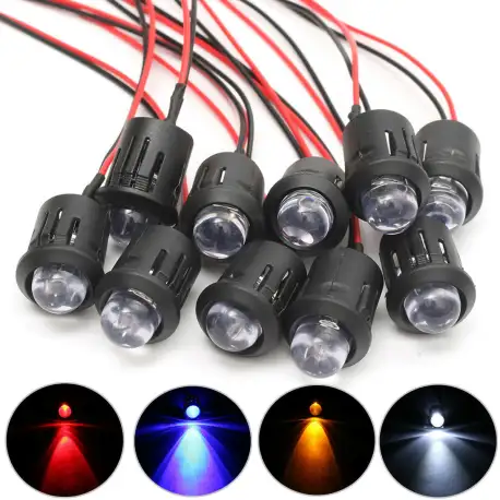 10Pcs 12V 10mm Ultra Bright Pre-wired Constant LEDs Water Clear