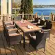 Costway 9PCS Patio Rattan Dining Set 8 Chairs Cushioned Acacia