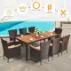 Costway 9PCS Patio Rattan Dining Set 8 Chairs Cushioned Acacia