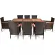 Costway 9PCS Patio Rattan Dining Set 8 Chairs Cushioned Acacia
