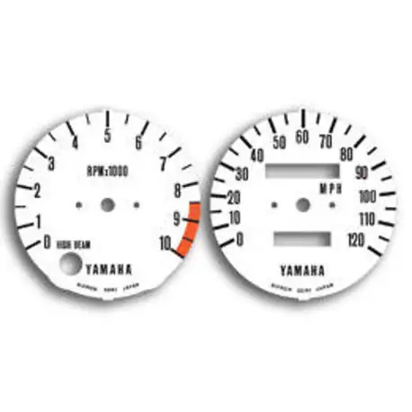 Yamaha RD400 76-78 White Gauge Faces