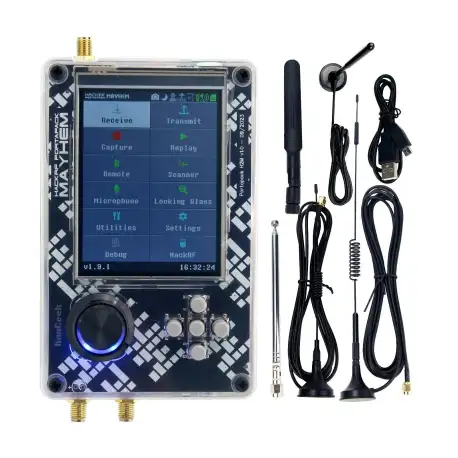 Original Great Scott Gadgets HackRF One R9 V1.9.1 SDR 1MHz-6GHz + New Mayhem Upgraded Portapack H2 + 5 Antenna Bundle