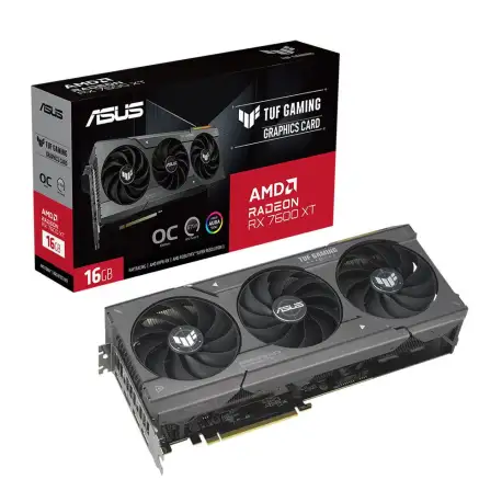 ASUS AMD Radeon RX 7600 XT TUF Gaming RGB Overclocked Triple Fan 16GB GDDR6 PCIe 4.0 Graphics Card