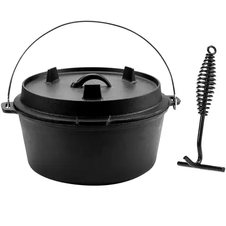 CO-Z 9 Quart Pre-Seasoned Cast Iron Dutch Oven with Lid and Lid