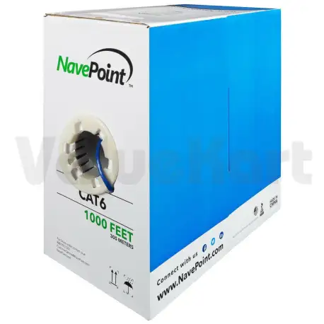 NavePoint CAT6 1000FT Solid 23AWG UTP Cable - Blue - CCA