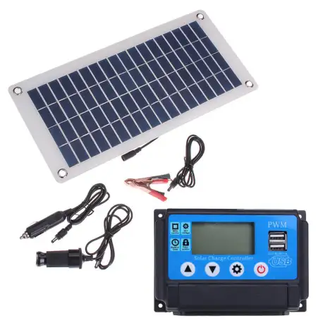 50W Dual USB 12V/5V Solar Panel with Car Charger
