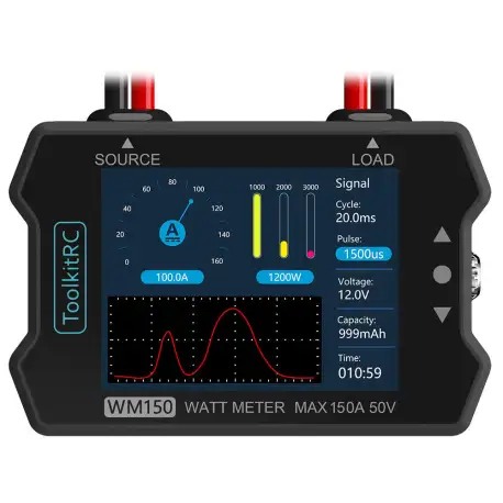 ToolkitRC WM150 150A 50V Watt Meter Power Analyzer LCD Display