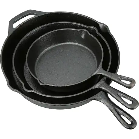Ozark Trail 3 Piece Cast Iron Skillet Set, Pre-seasoned (8"