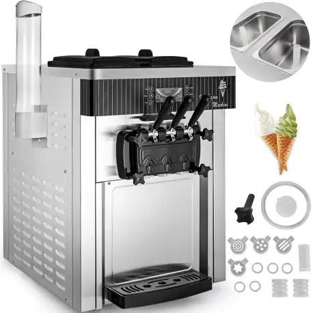 VEVOR Commercial Ice Cream Machine 20-28L/H Soft Serve with LED