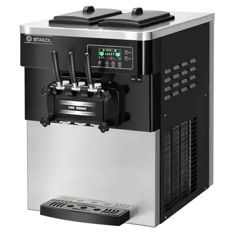 STAKOL 2200W Commercial 3 Flavor Ice Cream Machine Stainless