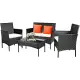 Costway 4PCS Patio Rattan Furniture Set Cushioned Sofa Coffee