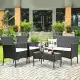 Costway 4PCS Patio Rattan Furniture Set Cushioned Sofa Coffee