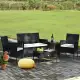 Costway 4PCS Patio Rattan Furniture Set Cushioned Sofa Coffee