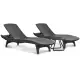 Keter Pacific Chaise Sun Lounger and Side Table Set, Resin