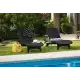 Keter Pacific Chaise Sun Lounger and Side Table Set, Resin