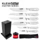 KlevaCut® Master Series 6pc Knife Set, Sharpener, Knife Block!