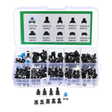 180Pcs 10 Values Tactile Push Button Switch Mini Momentary Tact