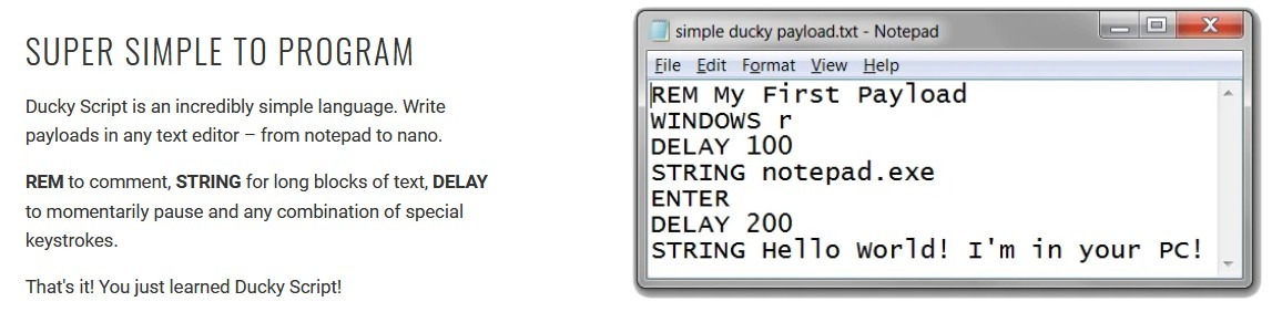 Easy scripting using Ducky script